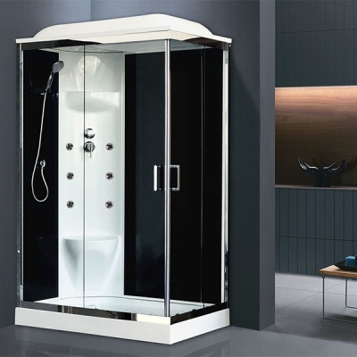 Душевая кабина Royal Bath HP 120х80 RB8120HP7-BT-CH-L с гидромассажем стекло прозрачное задняя стенка Черная