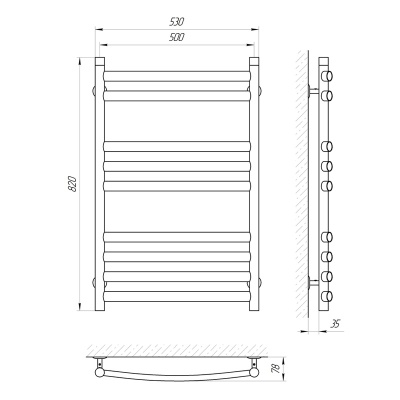 Водяной полотенцесушитель Laris Классик Премиум П9 80x50 Хром