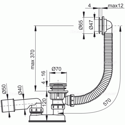 Слив-перелив Alcaplast A505CRM-100 Click-Clack Белый Хром