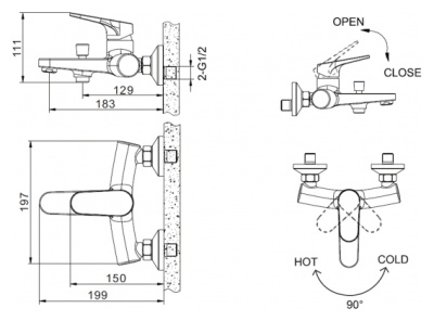 Смеситель для ванны Bravat Eler F6191238CP-01-RUS Хром