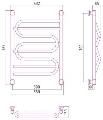 Водяной полотенцесушитель Сунержа Иллюззия+ 700х500 Хром