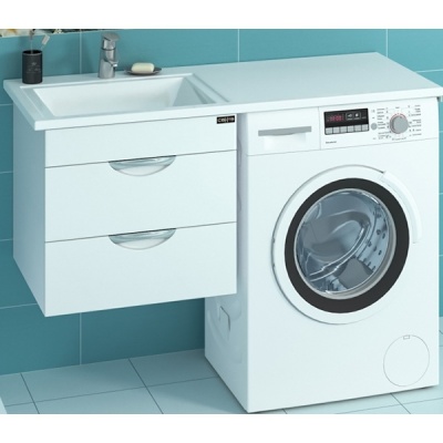 Тумба с раковиной СанТа Лидер 120 L 227002+900104 подвесная Белая