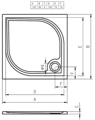 Душевой поддон из искусственного камня Riho Kolping 90x120 DB3400500000000 Белый с антискользящим покрытием