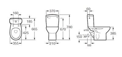 Унитаз компакт Roca Victoria 34239U000 без бачка и сиденья