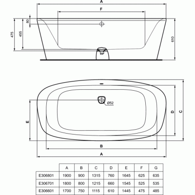 Акриловая ванна Ideal Standard Dea E306601 170х111 без гидромассажа