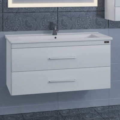 Тумба с раковиной СанТа Вегас 105 2 ящика подвесная Белая