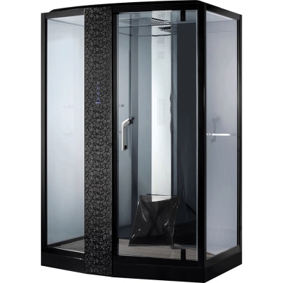 Душевая кабина Orans SR-89102S L black 150x100 с баней профиль Черный задние стенки Черные