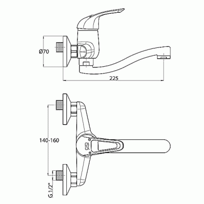 Смеситель для раковины GPD Adrio MAL120 Хром