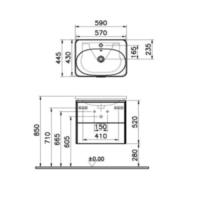Тумба с раковиной Vitra Nest Trendy 60 56144 подвесная Натуральная древесина