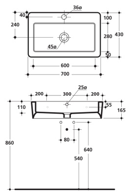 Раковина Kerasan Ego 70 3250 Белая