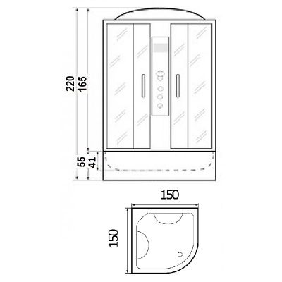 Душевой бокс River Temza 150x150x55 МТ 10000002238+10000000760 с поддоном
