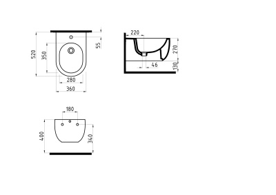Биде Bien Vokha MDBA05201VD1B9000 подвесное Черный глянец