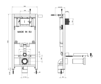Инсталляция Jacob Delafon E29025-NF со смывным бачком без клавиши смыва
