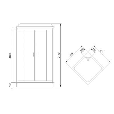 Душевая кабина Royal Bath HP 80х80 RB80HP7-WT-CH с гидромассажем стекло прозрачное задняя стенка Белая