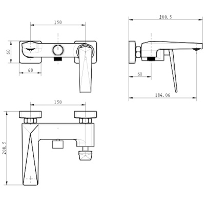 Смеситель для ванны Boheme Venturo 373 Хром