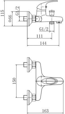 Смеситель для ванны Fashun A3015 Хром