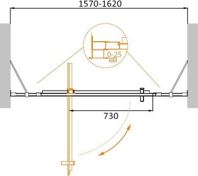 Душевая дверь Cezares Molveno BA-12 160 MOLVENO-BA-12-100+60-C-Cr-IV профиль Хром стекло прозрачное