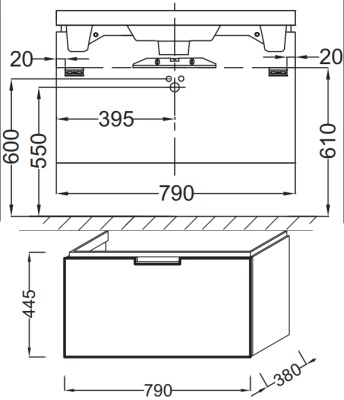 Тумба под раковину Jacob Delafon Reve 80 EB1131-G1C подвесная Белая глянцевая