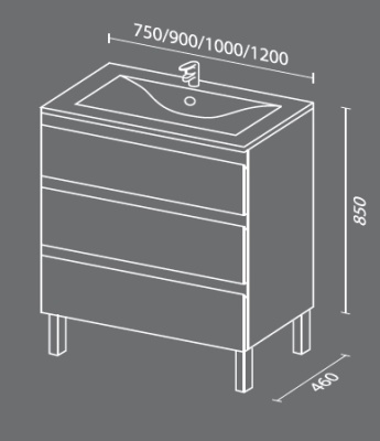 Тумба с раковиной SanVit Авеню-3 100 kavenu3100 в цвете Ral Белый глянец