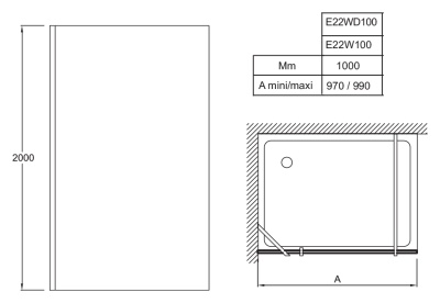 Душевая перегородка Jacob Delafon Contra 100 E22WD100-GA профиль Хром стекло матовое