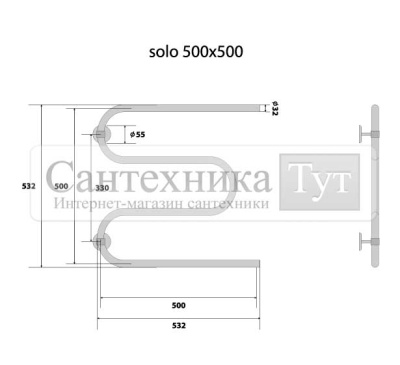 Полотенцесушитель Energy Solo 500x500 водяной хром