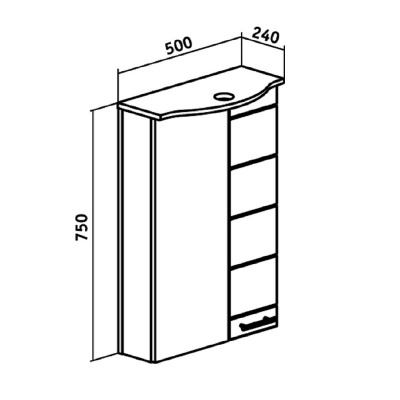 Зеркало со шкафом Runo Кипарис 50 Белое