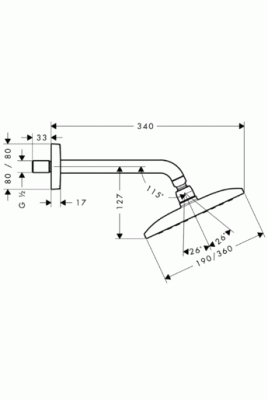 Верхний душ Hansgrohe Raindance Е 36 27371000 Хром