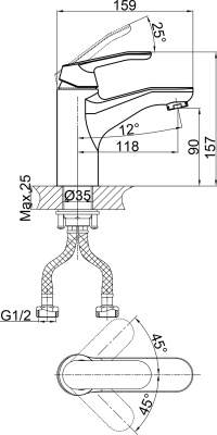 Смеситель для раковины D&K Venice Rialto DA1062101 Хром