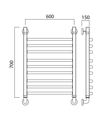 Водяной полотенцесушитель Aquanerzh 02-09A7060 Хром