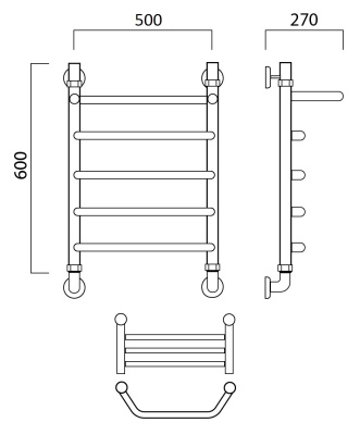 Водяной полотенцесушитель Aquanerzh 04-00A6050 Хром
