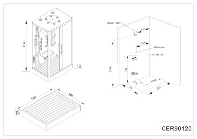 Душевая кабина Cerutti SPA 120x90 SW-C90120 профиль Хром стекло прозрачное