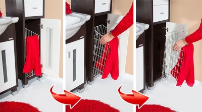 Шкаф пенал Бриклаер Токио 32 Фасад белый, корпус венге