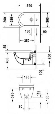 Биде Duravit Starck 3 22801500001 подвесное Белое
