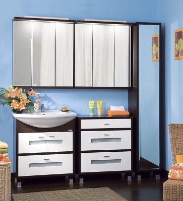 Тумба под раковину Бриклаер Бали 75 Венге Белый глянец