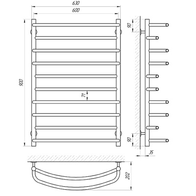 Электрический полотенцесушитель Laris Евромикс П10 90х50 Хром