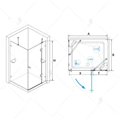Душевой уголок RGW Hotel HO-44 80x120 петли Хром стекло прозрачное