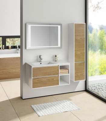Тумба с раковиной SanVit Мэри-4 90 L в цвете Ral подвесная Белый глянец
