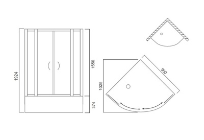 Душевой уголок AM.PM Sense 90x90 радиальный профиль Белый стекло прозрачное