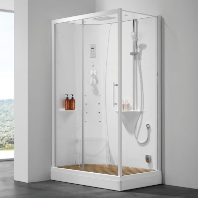 Душевая кабина SSWW B1602 L 120x80 с баней профиль Белый задняя стенка Белая