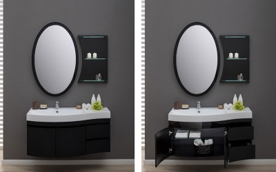 Тумба под раковину Aquanet Опера 115 169612 подвесная 2 дверцы 2 ящика L Черная