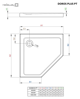 Акриловый поддон для душа Radaway Doros Plus PT 100x100x5 Белый