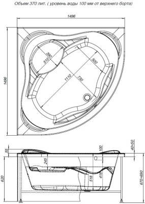 Акриловая ванна Aquanet Malta 150x150 204003 без гидромассажа