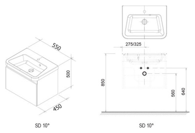 Тумба под раковину Ravak SD 10° 55 белая глянцевая