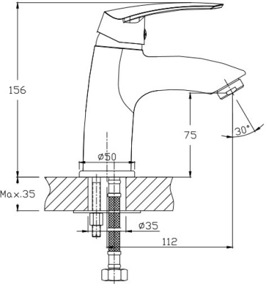 Смеситель для раковины Orange Alfi M18-021g Золото