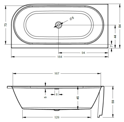 Акриловая ванна Riho Desire 184x84 R BD0500500K00133 без гидромассажа