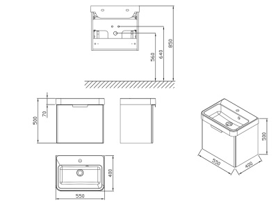 Тумба под раковину Ravak Be Happy II 53 подвесная Белая
