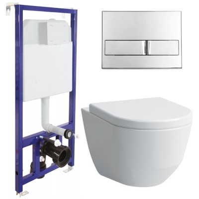 Комплект унитаза Laufen Pro 8.2096.6 с инсталляцией Berges Wasserhaus Novum L3 040213 с сиденьем Микролифт и клавишей смыва Хром