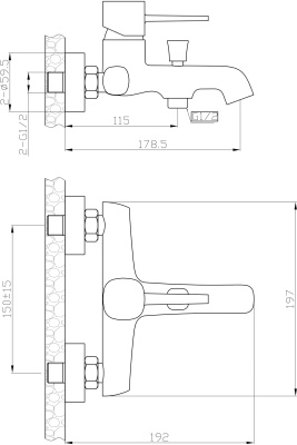 Смеситель для ванны Orange Karl M05-100b Черный