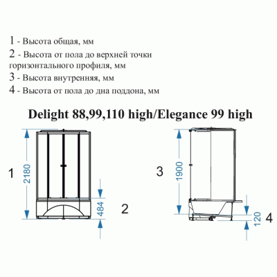 Душевая кабина Domani-Spa Delight 110 100x100 DS01D110LWCl00 профиль Белый задние стенки Белые