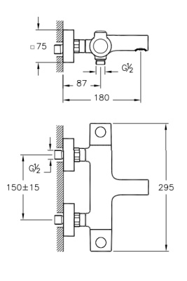 Смеситель для ванны Vitra AquaHeat A47157EXP с термостатом Хром